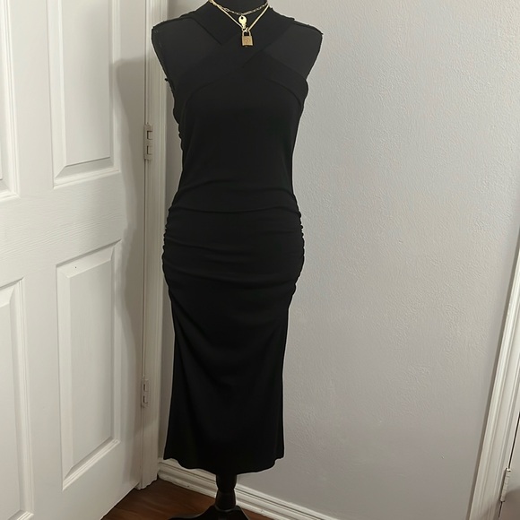 Michael Stars Opaline Black Ribbed Ruched Dress Size MP NWT - Picture 6 of 13